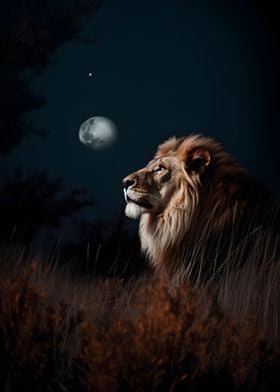 Lion Under the Moonlight