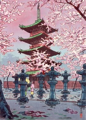 Ukiyo e cherry blossom