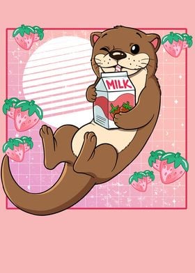 Kawaii Otter Strawberry