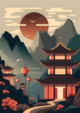 Chinese Cartoon Landscape