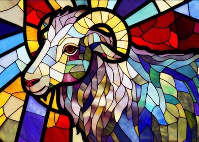 Goat Stained Glass Style