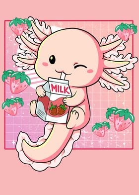 Kawaii Axolotl Strawberry