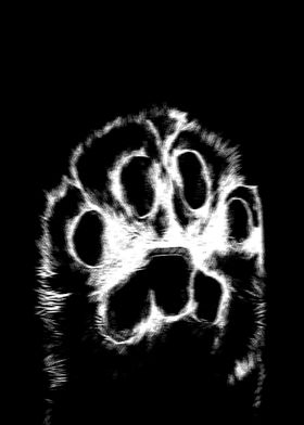 dog hands black white