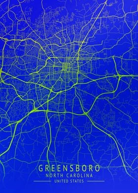 Greensboro USA City Map