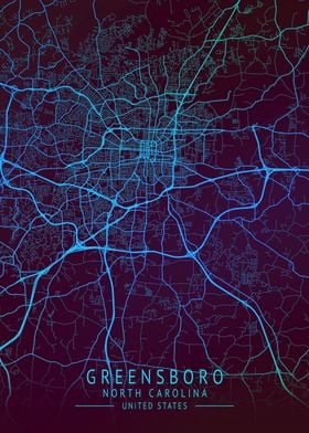 Greensboro USA City Map