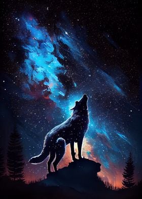 'Wolf Galaxy' Poster by DecoyDesign | Displate