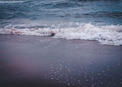 Wave encroaching on sand