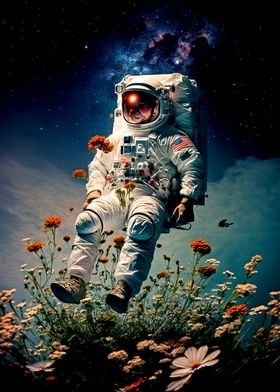 Astronaut and Flower