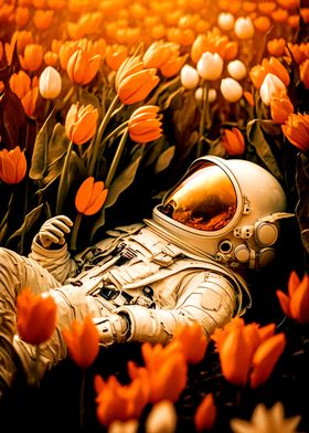 Astronaut and Flower