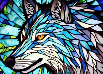 Wolf Stained Glass Style