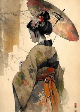 Asian Woman with Umbrella