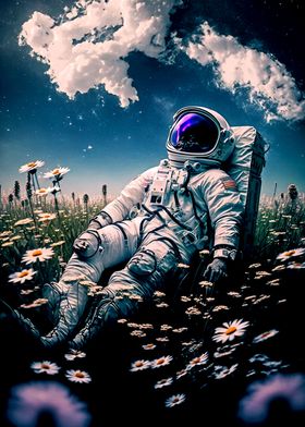 Astronaut and Flower