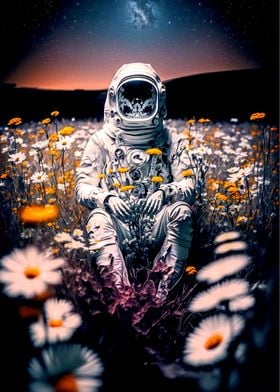 Astronaut and Flower