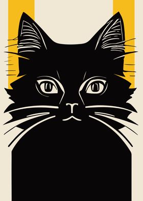 Black Cat Linocut