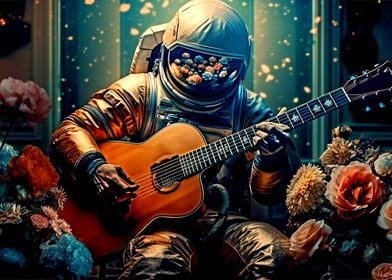 Astronaut playing guitar