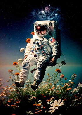 Astronaut and Flower