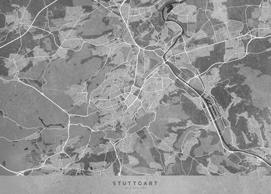 Gray map of Stuttgart