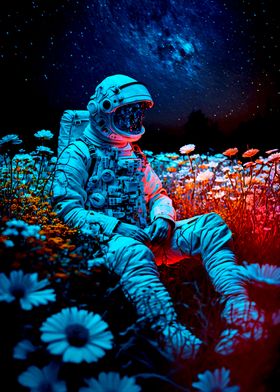 Astronaut and Flower