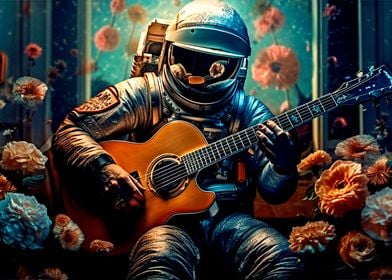 Astronaut playing guitar