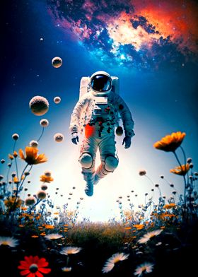 Astronaut and Flower