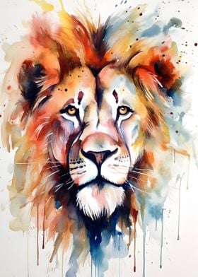 Lion Watercolor Painting