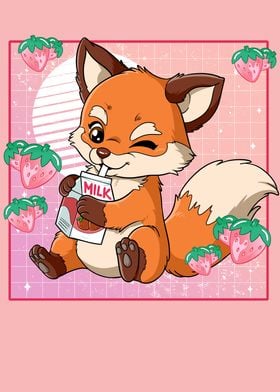 Kawaii Fox Strawberry