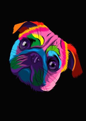 Abstract pug head portrait