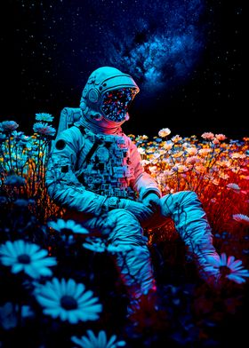 Astronaut and Flower