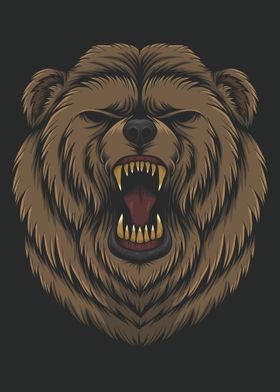 Angry bear head