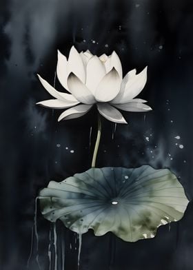 Contrasted Ink Wash Lotus 