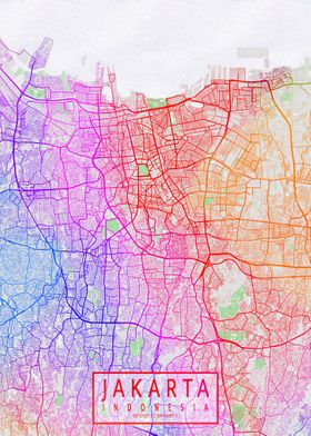 Jakarta City Map Colorful