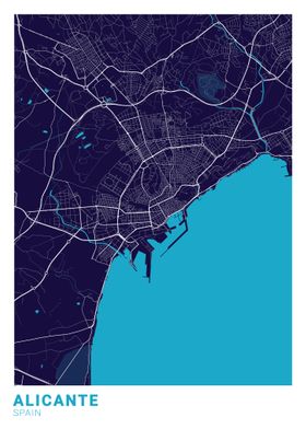 'Alicante City Map' Poster by Trulaf Design | Displate