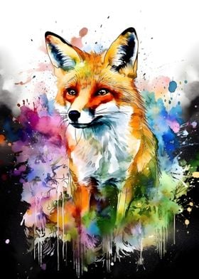 Fox Watercolor Painting