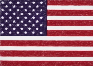 US Flag in Crayon