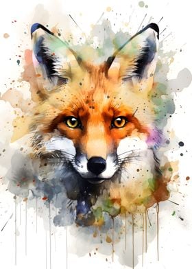 Fox Watercolor Painting