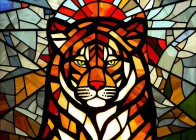 Tiger Stained Glass Style