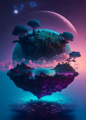 Floating island and planet