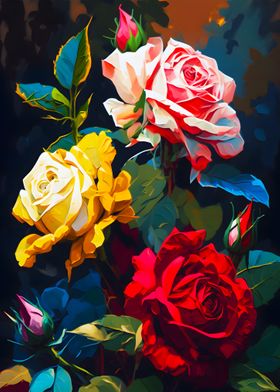 Pink Red Yellow Roses