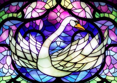 Swan Stained Glass Style