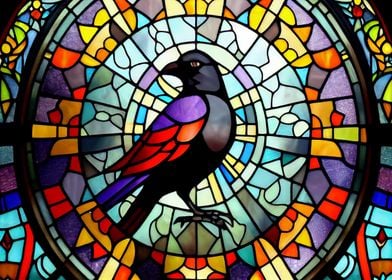 Raven Stained Glass Style