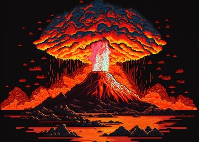16bit Erupting Volcano