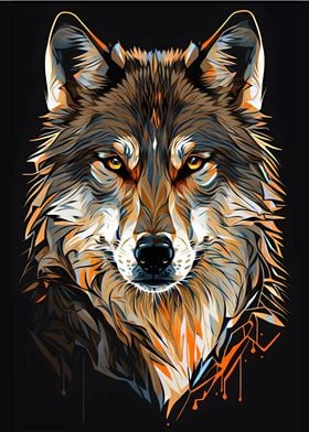 wolf abstract portrait