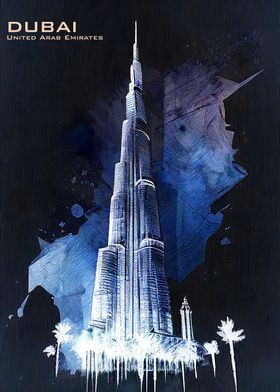 Dubai at Night Poster Art