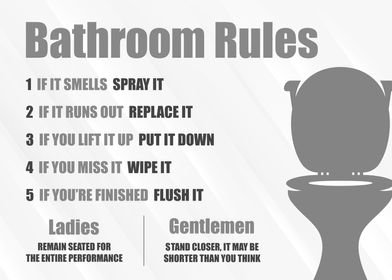 Bathroom Rules Funny Sign