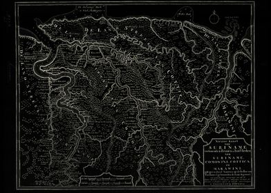 Suriname black vintage map