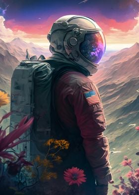 astronaut in mountains