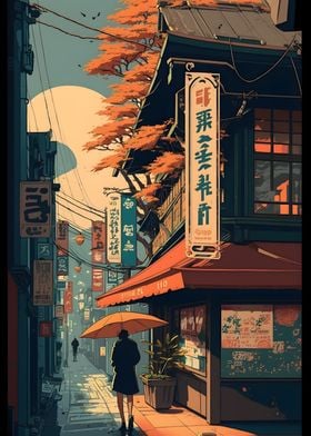 Vintage Japanese City