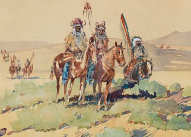 Indian Warriors On Horses