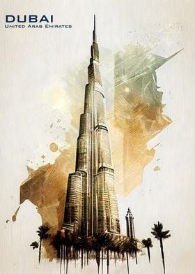 Dubai Skyline Poster Art