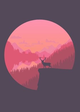 Deer On Cliff Art